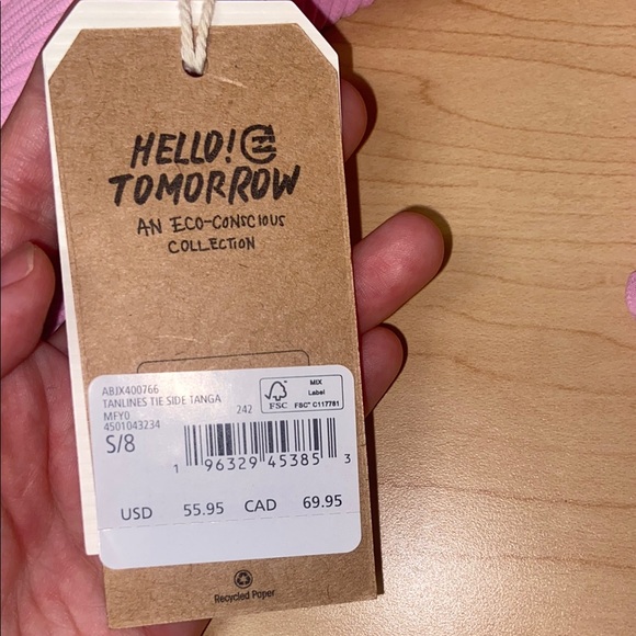 Pink Ribbed Bikini Bottom - Picture 4 of 9